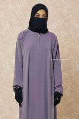 Silver Salam 2 Abaya - Comfy Style Front Zipper - Nida