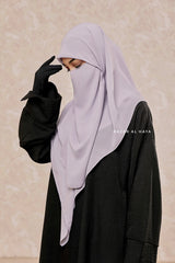 Silver Square Scarf With Half Niqab Set - Super Breathable