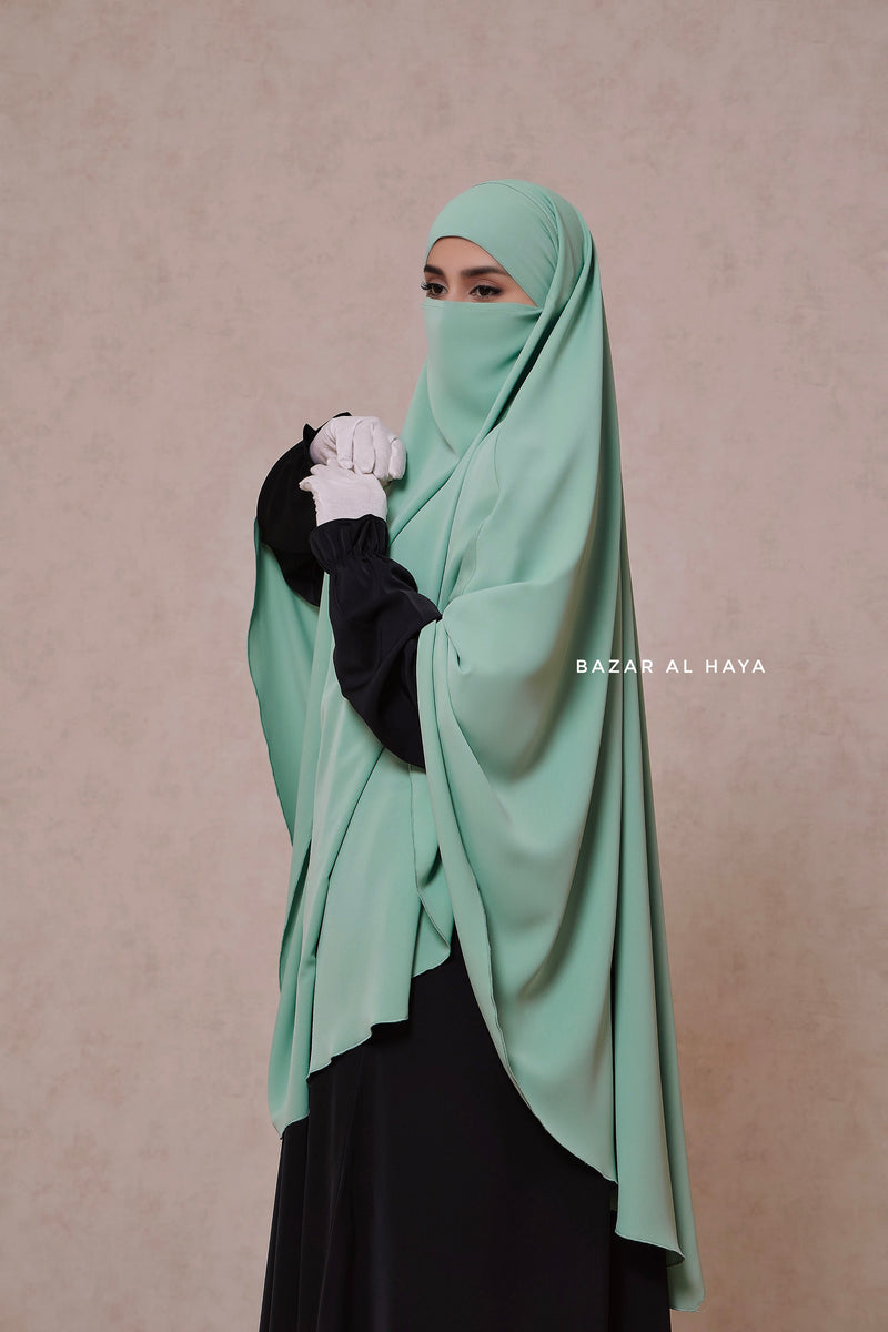 Mint Mubarak Long Triangle Diamond Khimar - Nidha Extra Long