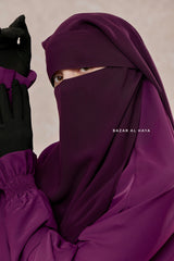 Purple Two Layer Flap Niqab - Premium Wool Chiffon - Medium