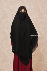 Black Pari Two Layered Maxi Diamond Khimar - Crepe Chiffon