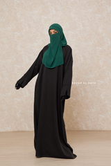 Black Rahima Loose Fit Comfy Abaya With Pockets - Leon