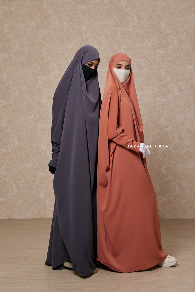 Sarah One Piece Jilbab - Zipper Sleeves - Silk Crepe