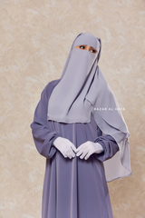 Silver Two Layer Niqab - Premium Wool Chiffon - Medium