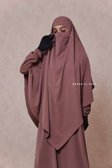 Mubarak Taupe Rose Diamond Khimar - Nida Extra Long