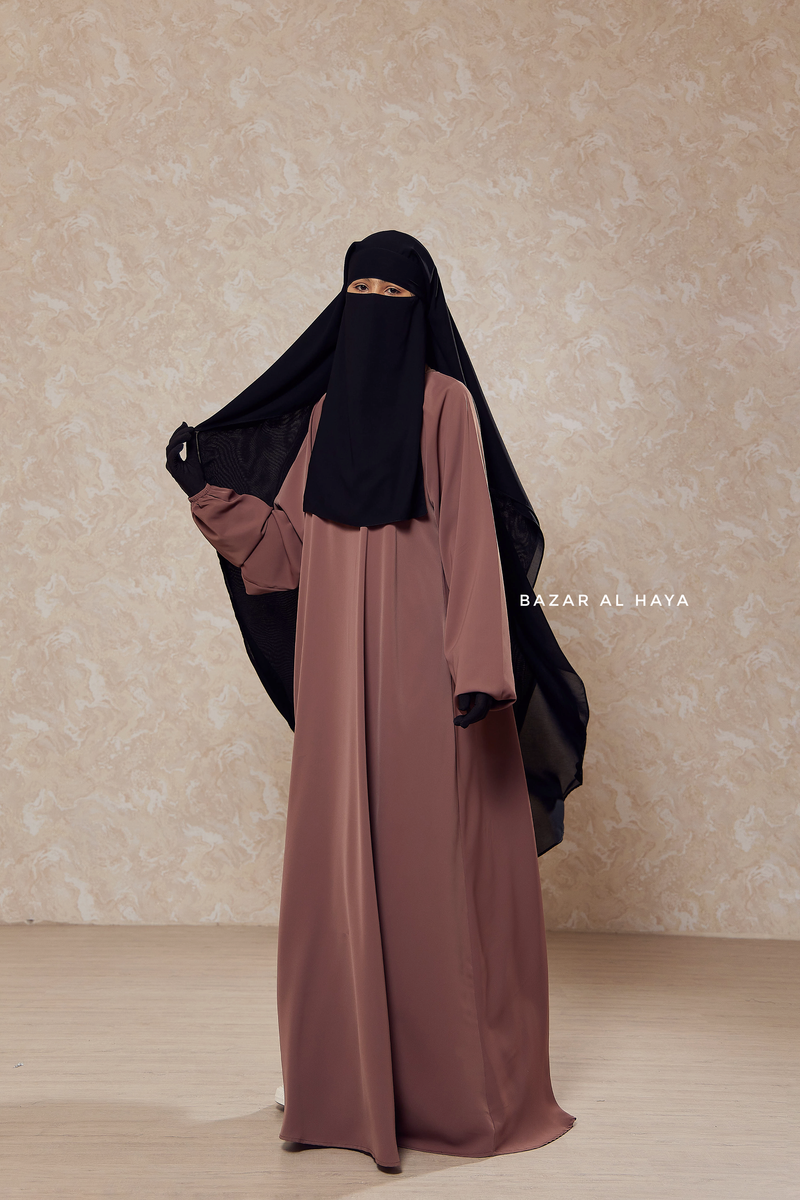 Black Two Layer Scarf Niqab - Long & Wide - Super Breathable Veil