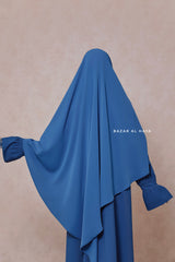 Steel Blue Mubarak Diamond Khimar - Nida Extra Long