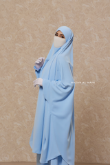 Hoor Baby Blue - Two Piece Jilbab With Skirt- Long & Loose