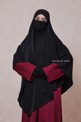 Black Mubarak Long Diamond Khimar - Nidha Extra Long