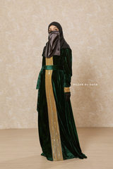 Irfah Luxurious Plush Pombarch Kaftan - Abaya Dress With Belt