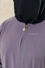 Silver Salam 2 Abaya - Comfy Style Front Zipper - Nida