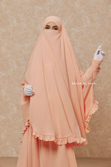 Peach Ibadah Two-piece Jilbab with Skirt, Haj, Umrah Garment & Prayer Set