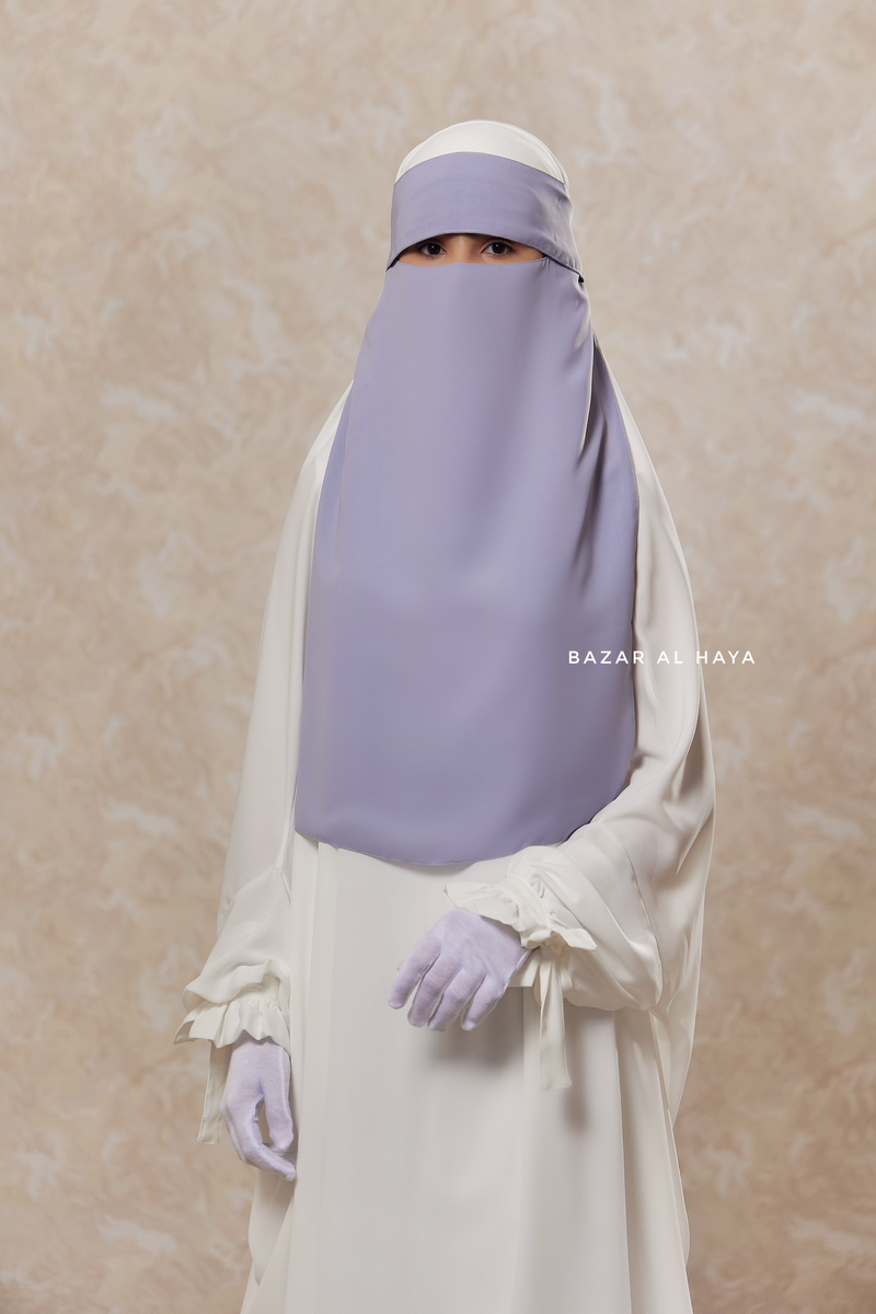 Silver Flap Single Niqab - Super Breathable Veil - Large