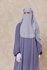 Silver Two Layer Niqab - Premium Wool Chiffon - Medium