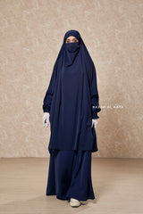 Hoor Black / Navy Two Piece Jilbab With Skirt- Long & Loose