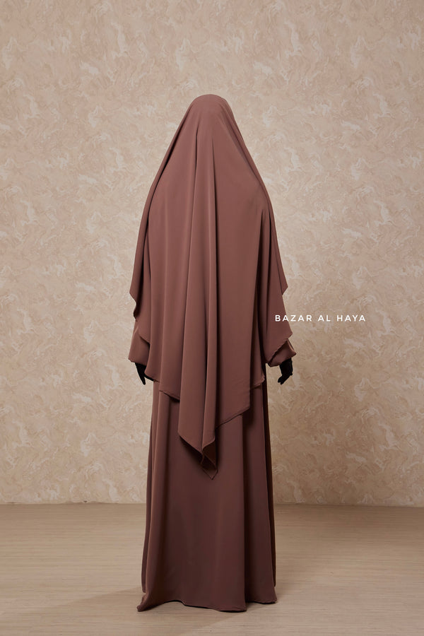 Taupe Rose Salam 2 Abaya & Mubarak Khimar Two Piece Set - Nida