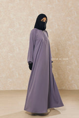 Silver Salam 2 Abaya - Comfy Style Front Zipper - Nida