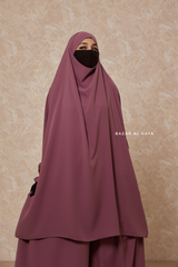 Grape Jahida Two Piece Jilbab With Loose Pants Set - Skirt-Style Shalwar