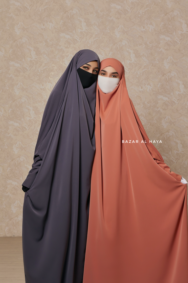 Sarah One Piece Jilbab - Zipper Sleeves - Silk Crepe