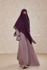 Purple Square Scarf With Half Niqab Set - Super Breathable - Quality