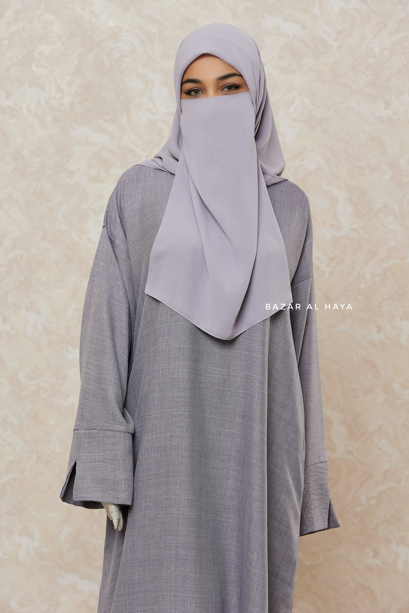 Silver Rahima Loose Fit Comfy Abaya With Pockets - Leon