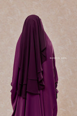 Purple Two Layer Flap Niqab - Premium Wool Chiffon - Medium