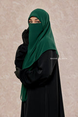 Square Scarf With Half Niqab Set in Emerald - Super Breathable