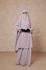 Silver Jahida Two Piece Jilbab With Loose Pants Set - Skirt-Style Shalwar