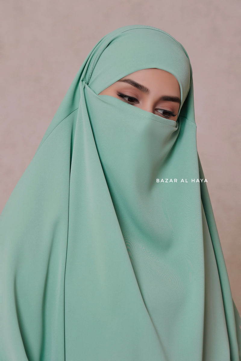 Mint Mubarak Long Triangle Diamond Khimar - Nidha Extra Long