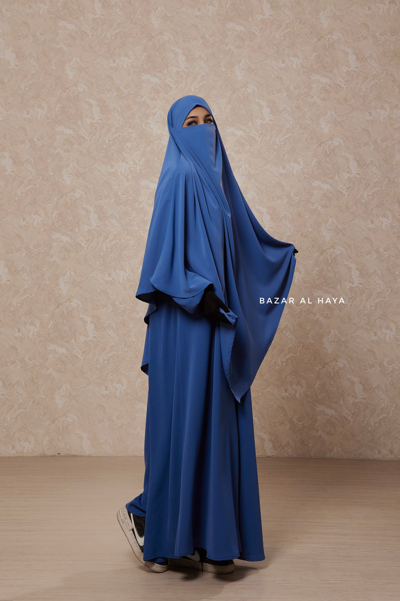 Steel Blue Salam 2 Abaya & Mubarak Khimar Two Piece Set - Nida