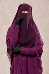 Purple Two Layer Flap Niqab - Premium Wool Chiffon - Medium