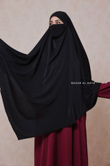 Black Mubarak Long Diamond Khimar - Nidha Extra Long