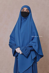 Steel Blue Mubarak Diamond Khimar - Nida Extra Long