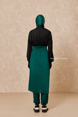 Emerald Black Modest Swimwear 4 Piece Set With Swimdress, Khimar, & Pants - Comfort Swimsuit