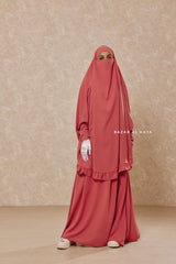 Raspberry Ibadah Pink Two-piece Jilbab with Skirt, Haj, Umrah Garment & Prayer Set