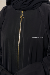 Black Intisar - Comfy Style Open Zipper - Silk Crepe