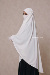 Mubarak Long White Diamond Khimar - Nidha Extra Long