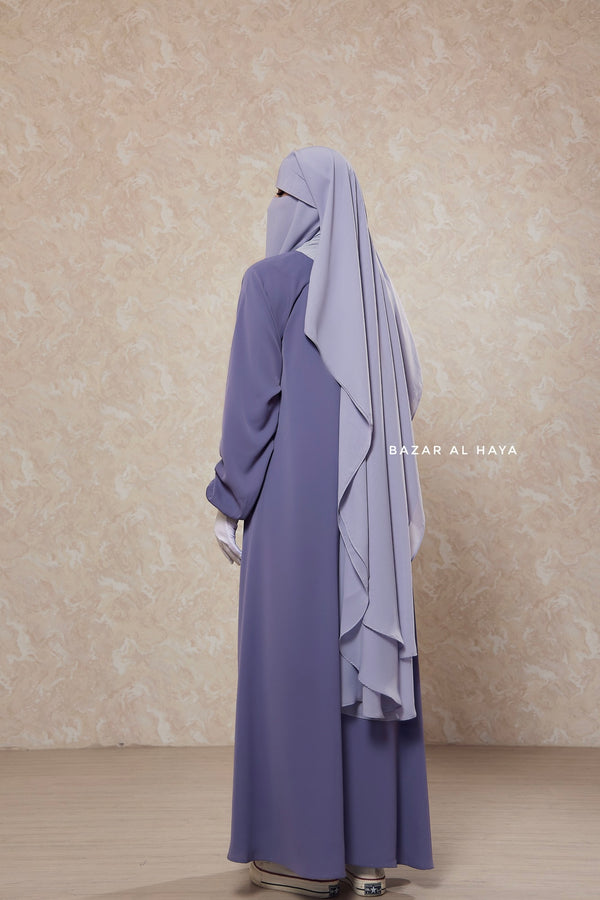 Silver Two Layer Flap Niqab - Premium Wool Chiffon - Large