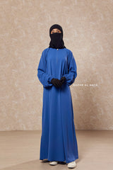 Steel Blue Salam 2 Abaya -  Comfy Style Front Zipper - Nidha