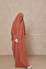 Peach Sarah One Piece Jilbab - Zipper Sleeves - Silk Crepe