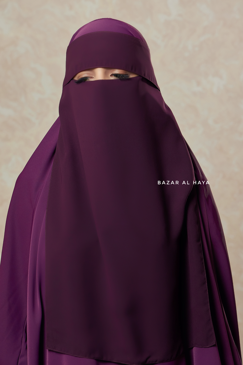 Plum Flap Single Niqab - Super Breathable Veil - Large
