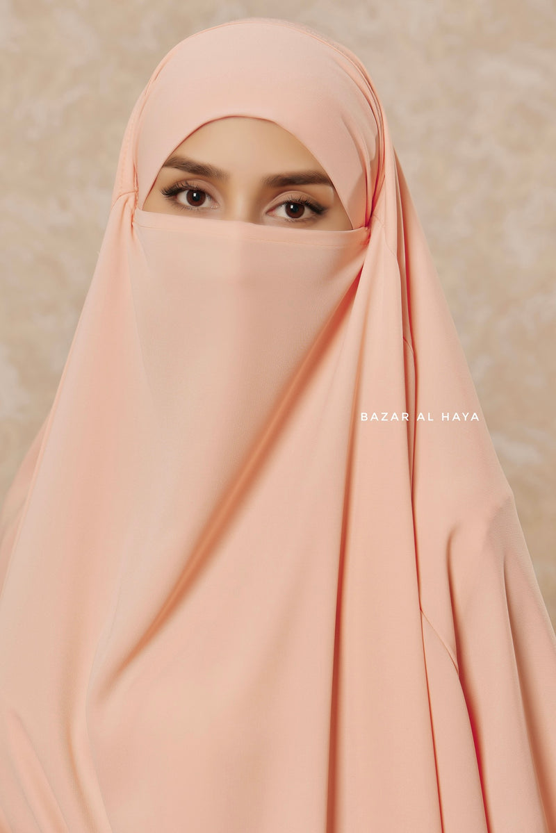 Peach Ibadah Two-piece Jilbab with Skirt, Haj, Umrah Garment & Prayer Set