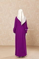 Afsah Bright Purple 3-D Ruffles Lightweight Abaya Dress - Soft Breathable Crepe Cotton