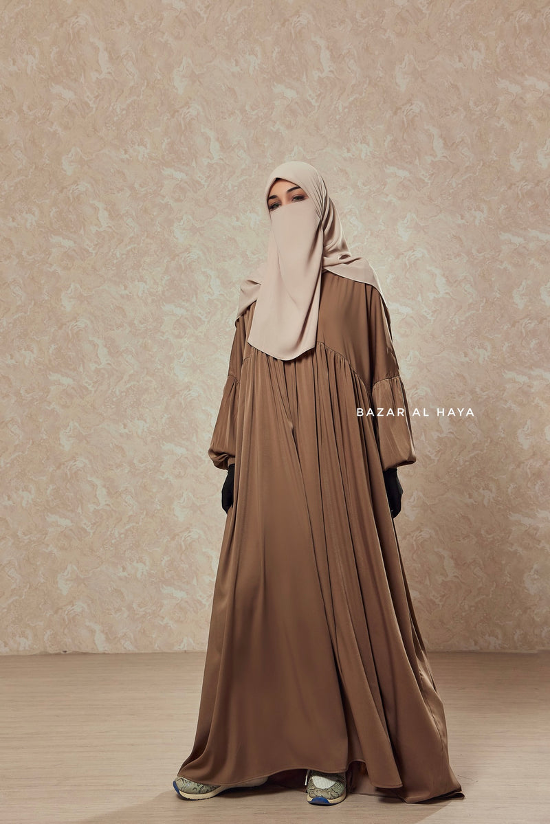 Camel Muna 2 Loose Fit Summer Abaya Dress - Sheen Kharir