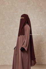 Brown Two Layer Scarf Niqab - Long & Wide - Super Breathable Veil