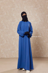 Steel Blue Salam 2 Abaya -  Comfy Style Front Zipper - Nidha