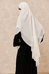 Ivory Pari Two Layered Maxi Diamond Khimar - Crepe Chiffon