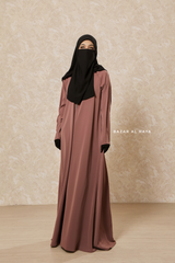 Taupe Rose Intisar Abaya - Comfy Style Open Zipper - Silk Crepe