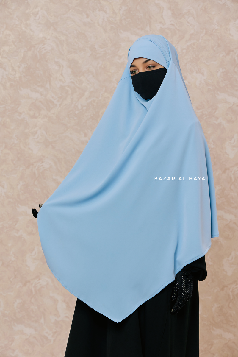 Mubarak Long Diamond Khimar In Baby Blue - Nida Extra Long