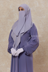 Silver Square Scarf With Half Niqab Set - Super Breathable - Medium